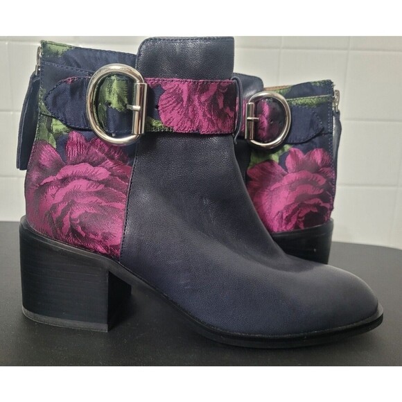 Jeffrey Campbell Blue And Floral Regan 2 Ankle Booties Sz 6.5 - Picture 5 of 9